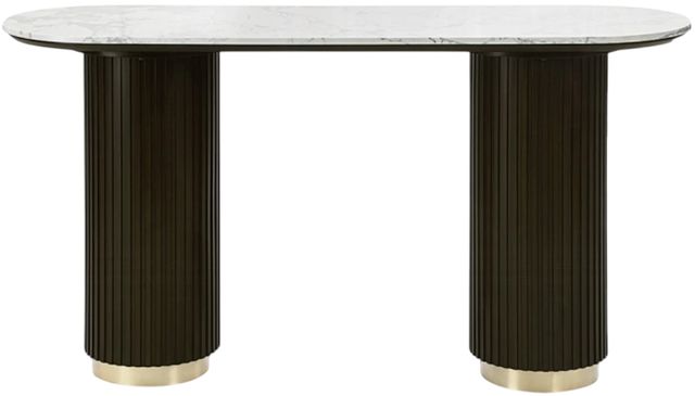 ACME Furniture Clayten White Marble Top Sofa Table with Espresso Base-3