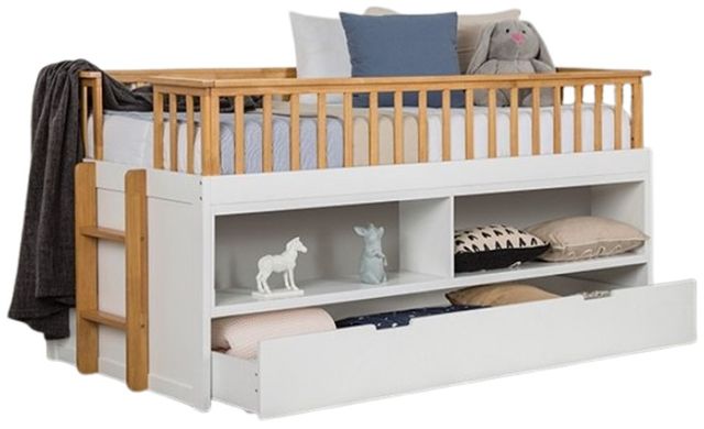 Furniture of America® Mcpherson Light Oak/White Twin Bookcase Bed with Trundle-0