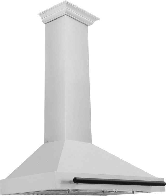 ZLINE Autograph Edition 36" Satin Stainless Steel Convertible Wall Mounted Range Hood with Matte Black Handle-2