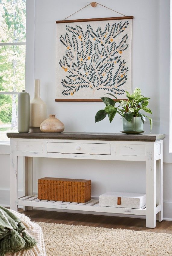 aspenhome® Mesa Antique White Sofa Table-1