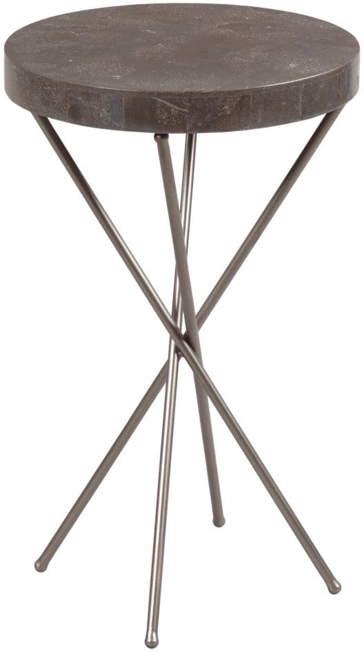 Hammary® West End Brown Top Round Chairside Table with Silver Base-0