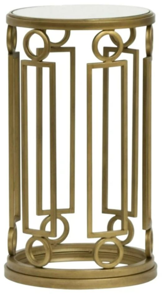 Magnussen Home® Lorena Glass Top Round Accent Table with Burnished Brass Base-2