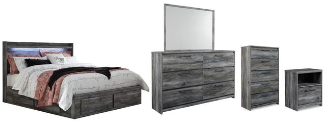 Signature Design by Ashley® Baystorm 4-Piece Gray Queen Panel Bed with Storage Set-0