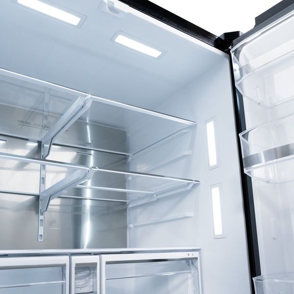 ZLINE Autograph Edition 36" 28.9 Cu. Ft. Black Stainless Steel Freestanding French Door Refrigerator-3