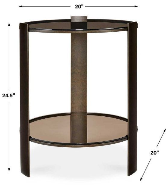 Uttermost® Hanson Bronze and Dark Glass Side Table-3