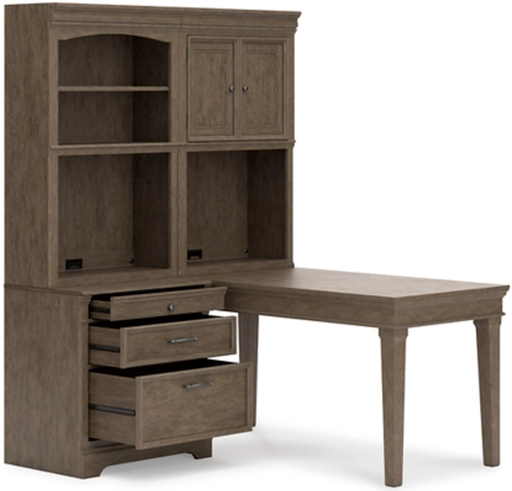 Signature Design by Ashley® Janismore 4-Piece Weathered Gray Office Desk Set-1