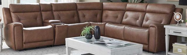 Liberty Furniture Beckham 6-Piece Aline Saddle Leather Leather Power Reclining Curved Sectional-0