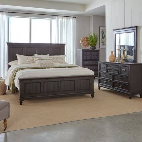 Liberty Furniture Allyson Park 4-Piece Gray/Black Panel Bed Set-0