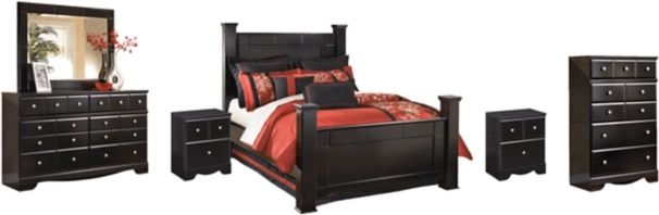 Signature Design by Ashley® Shay 6-Piece Almost Black Queen Poster Bed Set-0