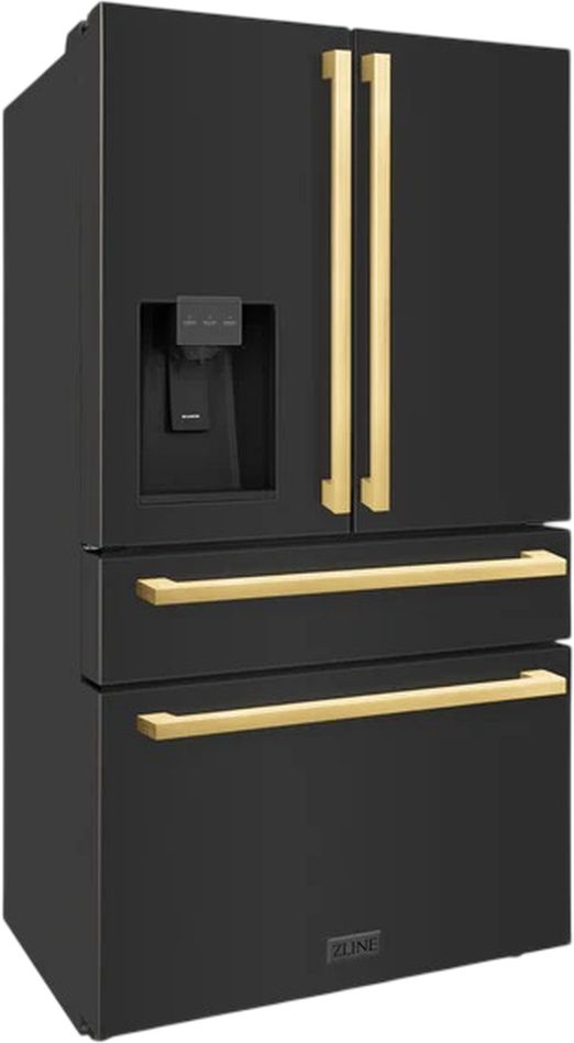 ZLINE Autograph Edition 36" 21.6 Cu. Ft. Black Stainless Steel Counter Depth Freestanding French Door Refrigerator-3