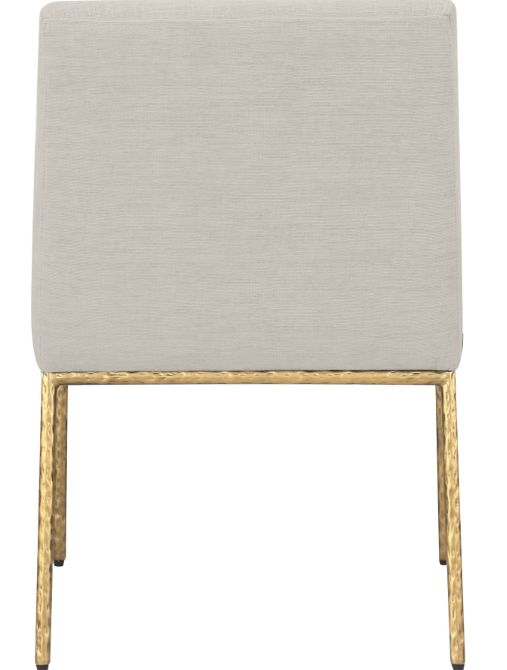 Meridian Furniture Reeves Cream/Brushed Brass Chenille Upholstered Dining Arm Chair-3