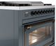 Ilve® Nostalgie II Noblesse 36'' Blue Gray Pro Style Dual Fuel Range with Burnished Trim-4