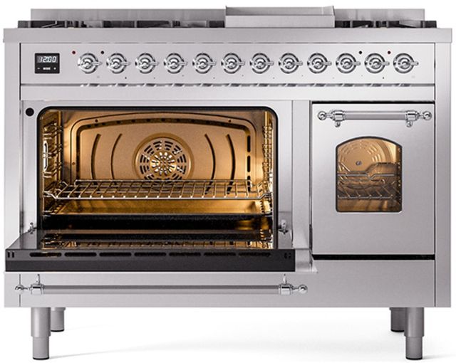 Ilve® Nostalgie II Series 48" Stainless Steel Pro Style Dual Fuel Range-2