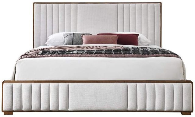 ACME Furniture Kaleea Beige/Walnut Queen Upholstered Panel Bed-2