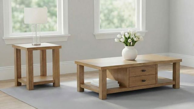 Coaster® Beasley 2-Piece Golden Oak Coffee and End Table Set-1