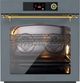 Ilve Nostalgie II 30” Blue Gray Pyrolytic Single Electric Wall Oven with Brass Trim-0