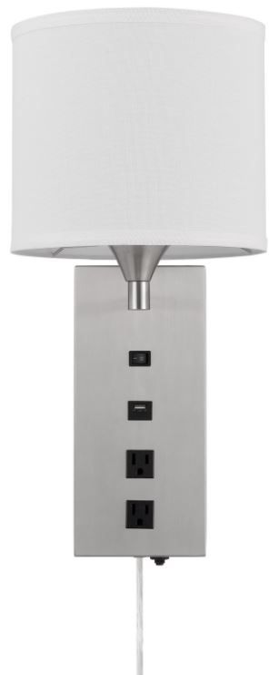 Cal® Lighting & Accessories Reedsport Brushed Steel/White Wall Lamp-2