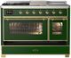 Ilve® Majestic III 48" Emerald Green Pro Style Dual Fuel Liquid Propane Range with 5 Black Brass Burners and Brass Trim-4