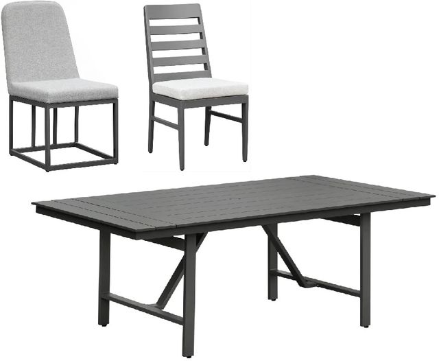 Intercon Navarro 7-Piece Mocha Aluminum/Fabric Outdoor Dining Table Set with Chairs-0