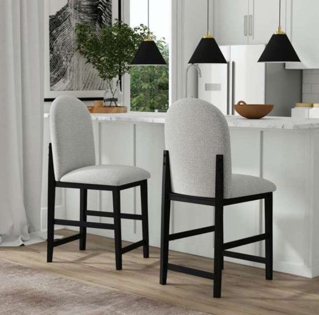Elements International Portland Black/Gray Bar Stool-1
