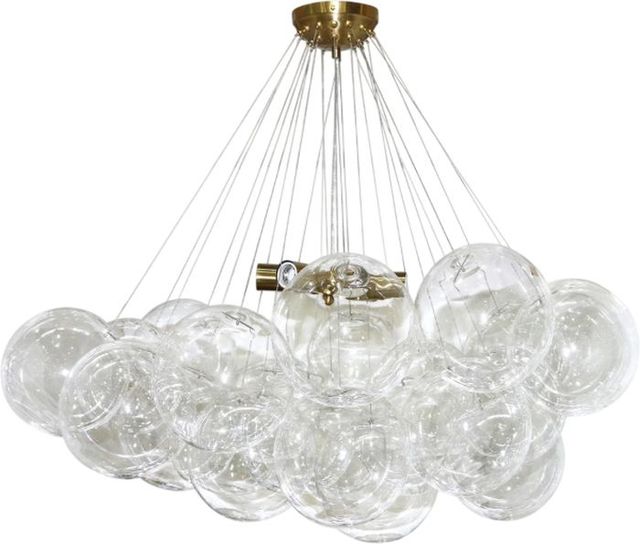 Harp & Finial® Wilcox Antique Brass/Clear Glass Globes Chandelier-0