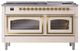 Ilve® Nostalgie II Noblesse 60'' Antique White Pro Style Dual Fuel Range with Brass Trim-1