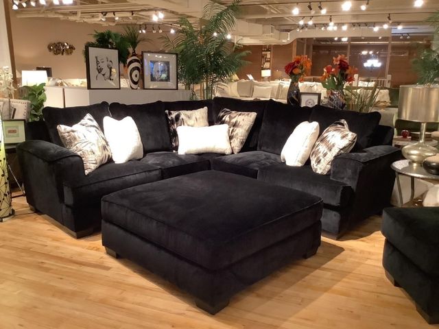 Corinthian Furniture Henderson 3-Piece Black L-Shape Sectional-1