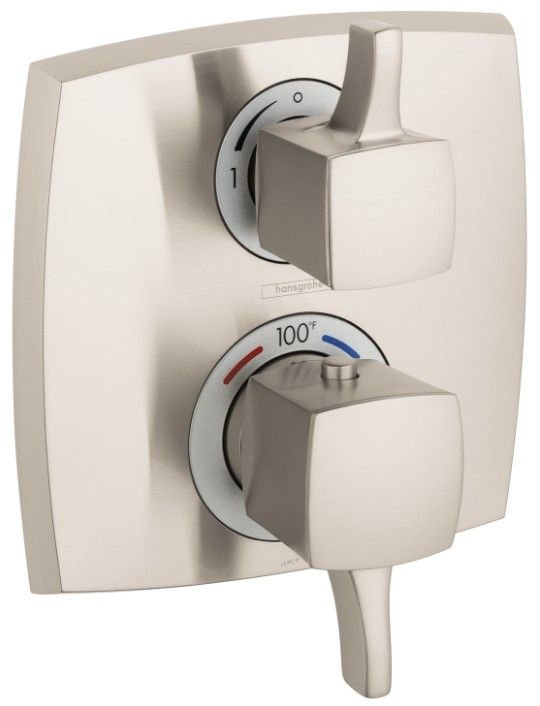 Hansgrohe Ecostat Classic Brushed Nickel Thermostatic Trim with Volume Control-0
