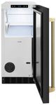 ZLINE Autograph Edition Touchstone 15" 66 lb. Stainless Steel Gourmet Ice Maker with Drain Pump and Black Stainless Steel Door with Champagne Bronze Helix Handle-2
