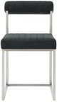 Armen Living Anastasia 2-Piece Brushed Stainless Steel/Charcoal Upholstered Dining Side Chair Set-2
