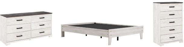 Signature Design by Ashley® Shawburn 3-Piece Whitewash/Charcoal Gray Full Platform Bed Set-0