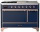 Ilve® Majestic III 48" Midnight Blue Pro Style Dual Fuel Liquid Propane Range with French Top and Copper Trim-0