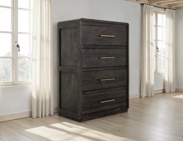 International Furniture Direct Dark Mezquite Black Chest-1