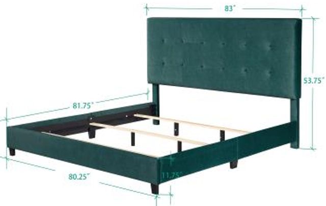 Legends Home Bridger Green Velvet Queen Upholstered Panel Bed-2