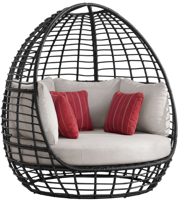 Elements International Playa Dark Gray/Olefin Beige Twin Fabric/Metal Outdoor Egg Chair-0