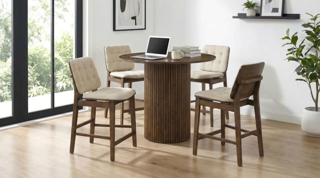 Coaster® Hamlyn 5-Piece Cream/Walnut Round Counter Dining Set-1