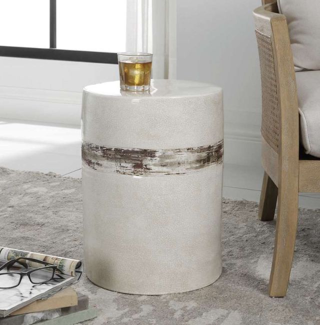 Uttermost® Comanche White Ceramic Outdoor Garden Stool-1