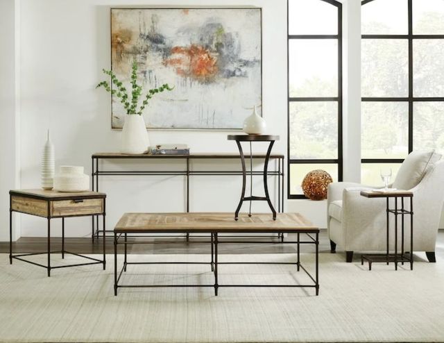 Hooker® Furniture St. Armand Light Natural End Table with Antique Bronze Base-1