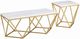Elements International Riko 2-Piece White Occasional Table with Gold Frame Set-0