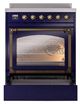Ilve® Nostalgie II Noblesse 30'' Midnight Blue Pro Style Induction Range with Burnished Trim-3