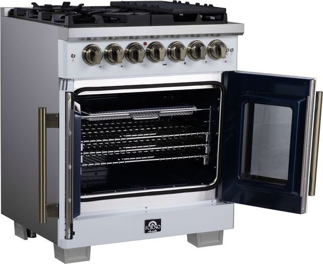 FORNO® Capriasca Series Alta Qualita 30" White Pro Style Dual Fuel Range-4