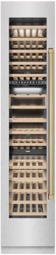 ZLINE Autograph Edition 18" 9.0 Cu. Ft. Triple Zone 68 Bottle Left Hinge Column Wine Cooler in Satin Stainless Steel with Champagne Bronze Accents-0