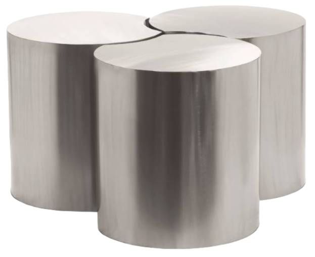 Meridian Furniture Dimple 3-Piece Silver 16" Modular Nesting Coffee Table Set-0