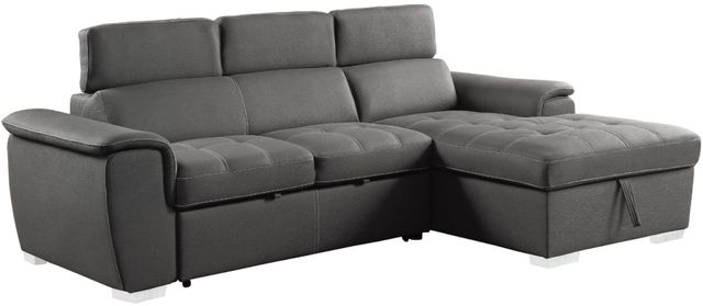 Mazin Furniture Ferriday 2-Piece Gray Right-Arm Facing Pullout Sleeper Sectional and Chaise with Hidden Storage-3
