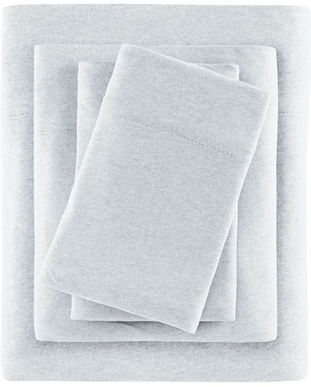 Olliix by Urban Habitat Light Grey King Heathered Cotton Jersey Knit Sheet Set-1