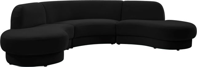 Meridian Furniture Rosa 3-Piece Black Velvet Sectional-1