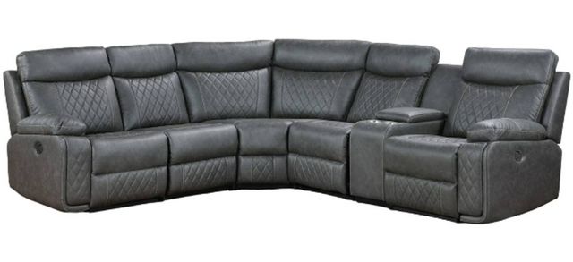 Milton Greens Stars 7-Piece Dark Gray Diamond-Quilted Modular Manual Recliner Sectional