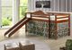 Donco Kids Light Espresso Twin Loft Bed With Green Camo Tent Kit-1