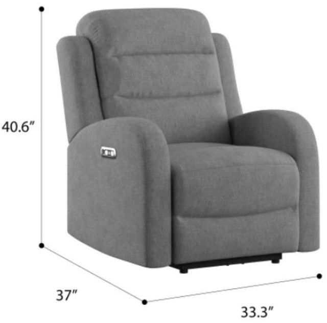 Emerald Home Harvey Gray Power Recliner with Power Headrest-2