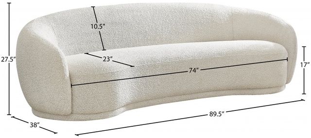 Meridian Furniture Hyde Cream Boucle Fabric Sofa-2